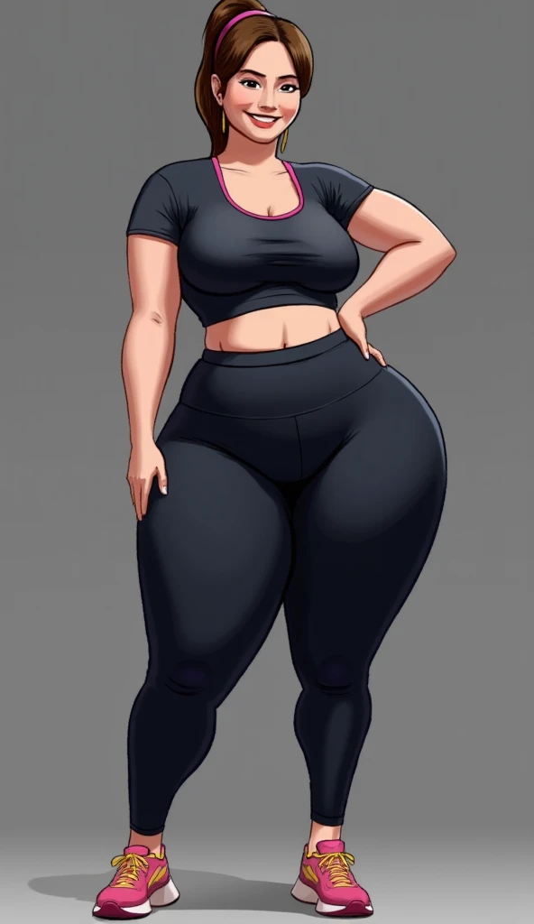 extremely long hair perfect anatomy 1 girl tall solo curvy ((muscular)) hoodie leggings toned body
