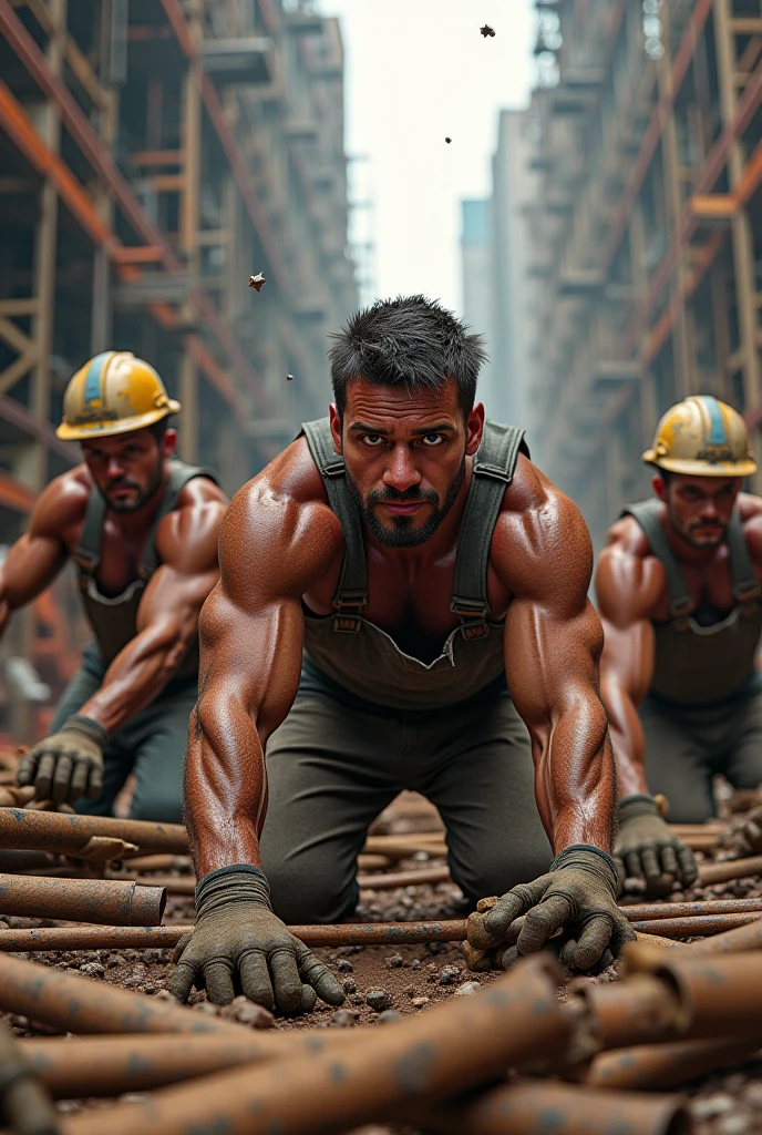 Akshay Kumar traning whit Wing-Chun Dummy or simply The Wooden Dummy, (((bloody cuts on the face cheek))), atmospheric lights, god rays, in the background weightlifters exercising in the gym, perfect male face, ultradetailed, (wearing bruce lee yellow overalls with black stripes), ((rectangular blocks of transparent ice in the background), (Muscles:1.5), smooth, High Detail, soft bokeh background