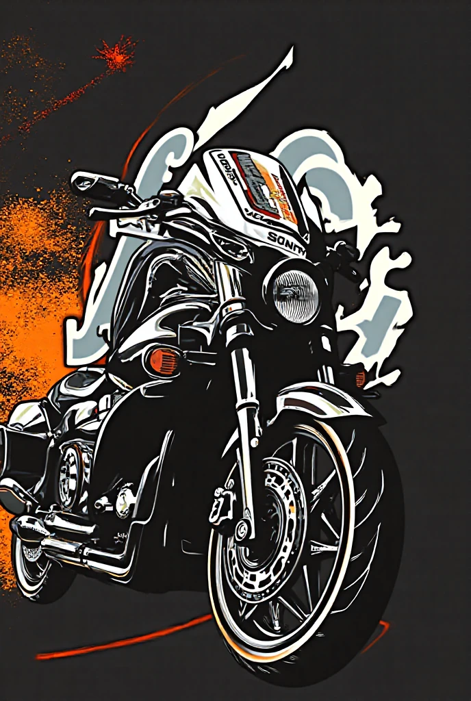 /imagine prompt: Motorcycle illustration for sticker on black background, ADV,Bold outline style, irregular, junk, Light Shading - V 5.2