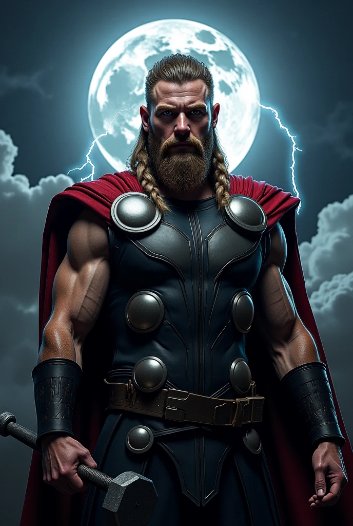 A dramatic overweight DC character thor, cinematic, extreem realistic, extreem detailed, extreem Sharp, half body shot