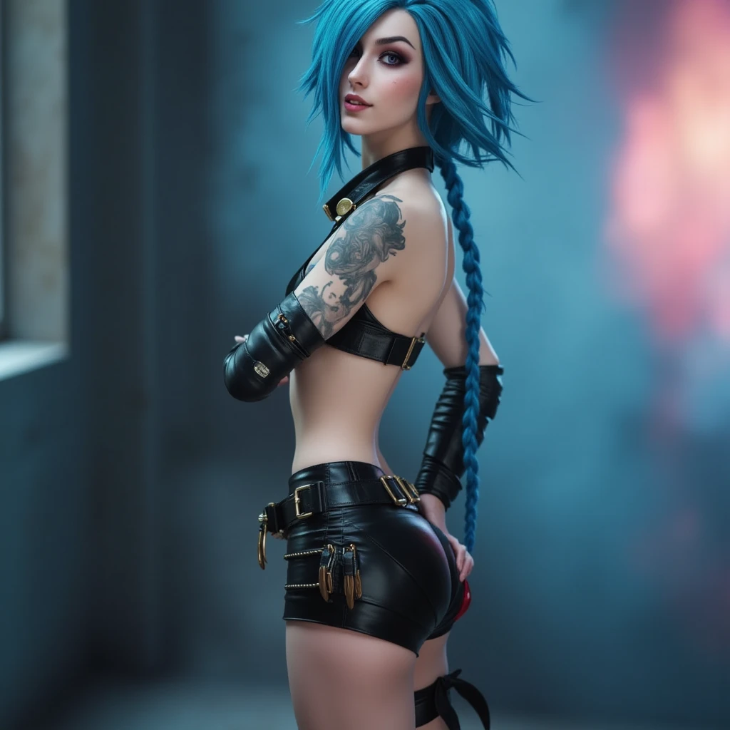 (((jinx)))8k,pawg((de lol))(((Amazing tits)))caliente, hermosa,((Hornie)),(((jinx)))((tiene trenza)))8k, hiperrealista todo como un motor irreal trazado de rayos render ((estilo humano hiperealista)),(((Empty dark background))). hiperrealista todo como un motor irreal trazado de rayos render estilo humano realista ,(((Empty dark background)))., (((emptyback ground)))Suavemente iluminado, Intimo exquisito detalle, foco nítido, intrincadamente detallado, rewarded photography, small-catchlight, bajo contraste, alta nitidez, facial-symmetry, profundidad de campo, cinematic background, Renderizado del motor irreal, Imagen central, dream-like, Suavemente iluminado, intimo, imagen de cuerpo completo ,cuerpo completo,((tetona)),((piernas torneadas)) perfect ass ecchi, hdri