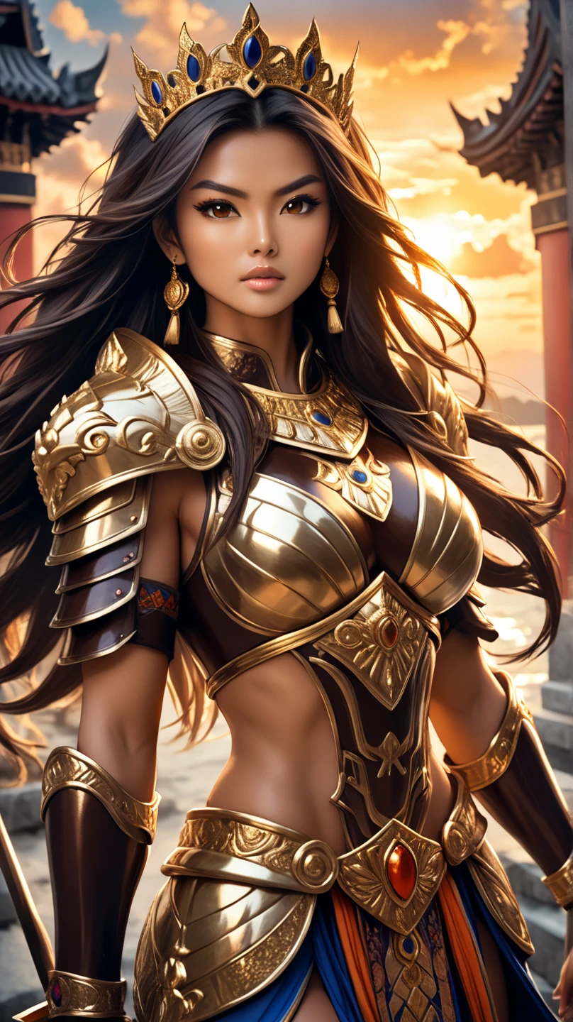 Hot asian warrior queen, ((fit)), strong, (((japanese))), (japanese facial features), (japanese body shape), glossy eyes, ((((beautiful)))), looking straight, sexy, (serious expression), stoic, ((oriental)), ((hyper sexualized)), raunchy, hourglass body, ((sexy)), (((mostly naked))), from the front, holding a spear, ((perfect)), (feminine), walking dramatically, hips swaying, bottomless, gold belly chain, japanese armored corset, japanese armored thigh highs, japanese armored sleeves, camel toe, naked sexy hips, japanese micro breast curtain, japanese high rise micro thong, japanese billowing cape, japanese armored shoulder pads, japanese helmet, voluptuous round juicy , underboob, voluptuous round ass, wide naked hips, hip cleavage, full shapely body, curvy, ornate japanese jewelry, vibrant aura, smooth shiny skin, (sexy lighting), cherry blossom battle background, smooth clean lines, ultra textured, ultra detailed, highest resolution, maximum quality, max detail, vivid colors, max texture, energetic composition, dramatic lighting, crystal clear, d perspective, high contrast, seamlessly blended, photorealistic rendering, chromatic aberration, subpixel precision, bokeh effect depth art, anamorphic perspective, hdr high dynamic range, spectral color graded, photometric lighting, ((hyper realistic))