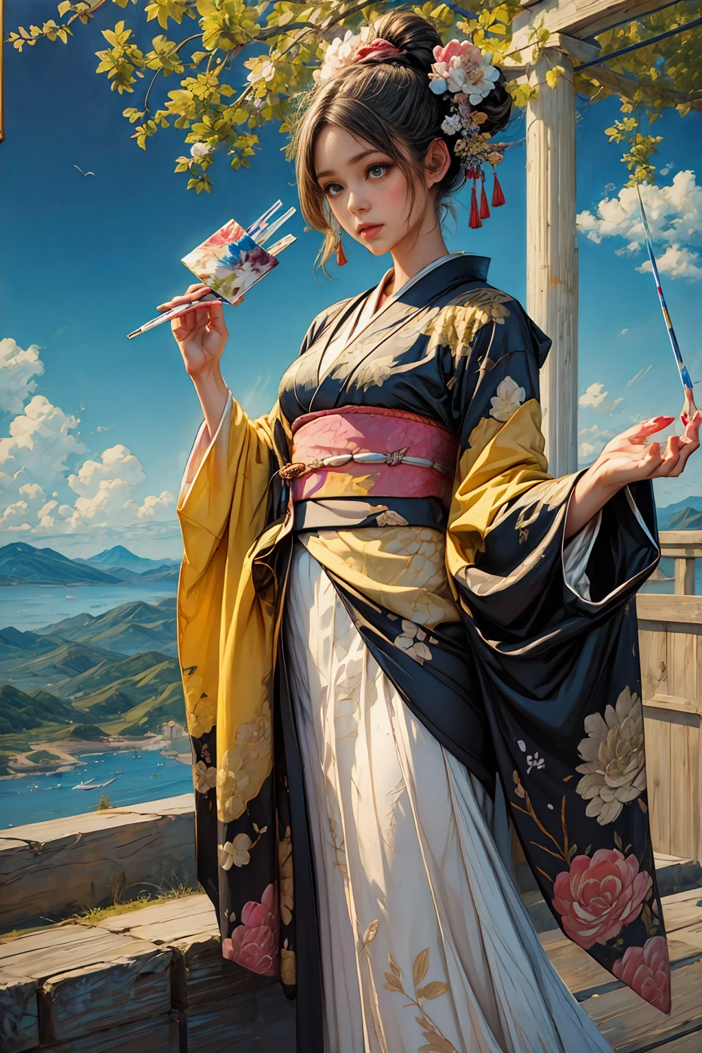 (complicated details, Art Station:1.2), Miao Bi Shenhua, chromatic aberration, masterpiece, complicated and fine details, No humans, Urban, There is ugliness in beauty too, Mountain道, wood, fog, Detailed Background, Professional majestic oil painting, hyperRealistic, (dream-like:1), upper body, (Beautiful lips down to the last detail), Dim Light, Cold Face, jeans, Micro Mini, landscape, Octane Rendering, a masterpiece, colorful, Realistic Shadow, Ultra-fine texture kimono, Smooth, (Realistic), Full of greenery, coder, Magic armor, Magic, In the Sahara Desert, hiqcgbody, 70mm lens, Blue sky with rolling cumulus clouds, (Shrine Maiden Knee Socks), Finding_stance, Detailed cloth texture, complicated, Fantasy, Jeremy Mann, Female Robot, Flowers, Ray Tracing, Mountain, prospect, 最high quality, Award-winning contemporary interior design, sunrise, Dust, Side window, photoRealistic, Good eyes, (In the field of wind turbines:1.3), wood, trending on Art Station, wave hands, (photoRealistic, Sharp focus, RAW Photos), One girl, mole, Top Hat, Country town, complicated details, masterpiece, Adventurous, Home, Cinema Lighting, darkness, ((body)), High resolution, Style-Glass, Matte Paint, (Album art:1.1), elegant, wide_sleeve, Abstract, sitting in his elegant study, Asian goatee, Comic book style, high quality, (最high quality), red, Natural light, Very detailed, composition, Small breasts, Character Focus