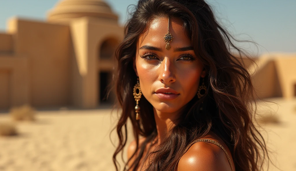 The Hasselblad photo portrait of a beautiful and mysterious brazilian woman air model with a dress inspired by Cy Twombly, creates the most incredible dress possible. in a setting worthy of the greatest dream in wonderful desert and colorful paintings, astonishing lighting ambiance, the woman is standing with an intense look, beautiful haircut, lots of 12k contrast, many details Originals, epic, fashion, haute couture, art, light skin , detailed orignal posed watching camera