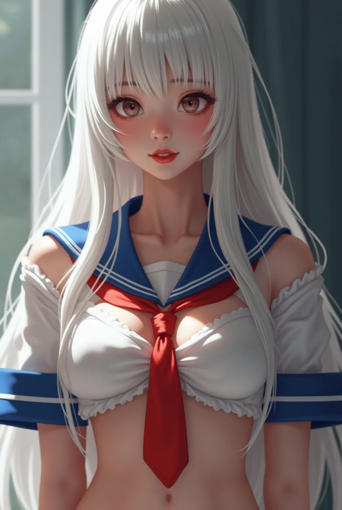 solo, 1girl, playboy bunny, bunny zentai, dancing stadium with spotlight, bent over, BREAK red bunny zentai, bunny ears, bunny hair ornament, BREAK (gigantic breasts, breasts slip), ((young cute girl)), ((full red blush)), BREAK white hair, long white hair, red pupils,, BREAK best quality, highres,