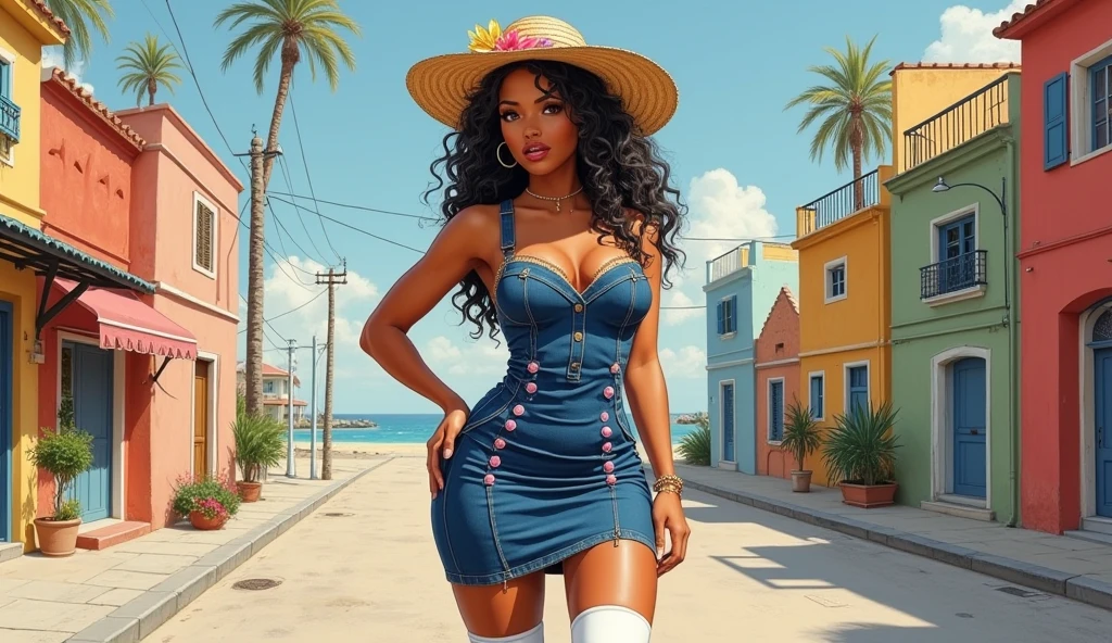 there is a woman wearing a white hat and a white dress, soft devil queen madison beer, wearing white silk hood, curly bangs, she has olive brown skin, tessa thompson inspired, ☁🌪🌙👩🏾, brown skin. light makeup, her face framed with curls, with brown skin, cute complexion, wearing angel halo covered face, curly