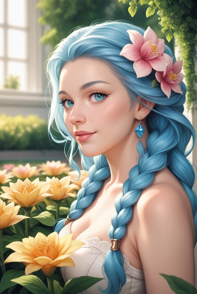 beautiful girl with long turqoise hair in a garden, cute, intricate, highly detailed, digital painting, trending on artstation, concept art, smooth, sharp focus, backlit, rim light, vivid colors, illustration, unreal engine 5, 8 k, art by rossdraws and alphonse mucha, abstract dream, space, intricate, grand scale, alone, cinematic film still, insane detail, sharp focus, depth of field, realistic lighting, (realistic perspective), complex, (multiple subjects), 4k HDR,<lora:add_detail:0.5>,<lora:more_details:0.25>,<lora:FantasyWorldV1:0.25>,