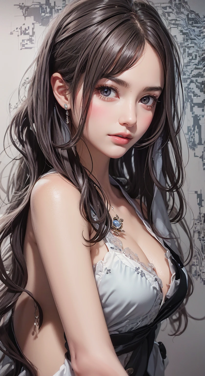 Nikon Z 85mm、((top-quality)) ((​masterpiece))、intricate detailes、Sharp Focus、proffesional、realisticlying、Real life、hyper realstic、Photorealsitic、Silhouette Light、finely detail、top-quality、Highly detailed CG unified 8K wallpapers、Perfect Artwork、full body Esbian、shinny hair、radiant eyes、shinny skin、realisitic、The perfect female figure、big breasts thin waist、looking at viewert、Ren Hao、Pose Seductive、sexy pose、extremely delicate and beautiful、best qualtiy、Girl with beautiful detaileautiful eye details、lighting on the face、Film Lighting、Perspective、Transparent imageuttocks expos、realistic facial expression、（exquisite detailinake - up、（Exquisite beautiful exquisite face、Delicate and beautiful eyes、A face with perfect proportions、Detailed skin、Fine-grained skin、optimal ratio of four fingers and one thumb,、arms below breasts、H Cup Breast、smooth belly、fascinating butt、(female pubic-hair:1.35)、being thin、lo fashion、独奏、(年轻)、Facial Highlight、The upper part of the body、Details of face、de pele branca、silber hair、poneyTail、Braidig eye、耳Nipple Ring、Slim body、Luxurious room、profetional lighting、Torn robes、女の子1人、curlyhair、fullnude、opening legs、A slight smil --auto --s2