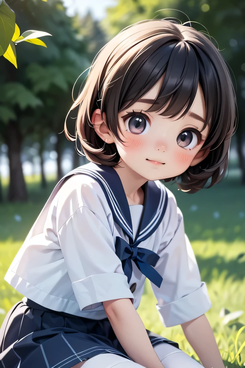 Highest quality、High Resolution、(high image quality:1.4)、masterpiece、detailed background、highly detailed face、detailed eyes、age beauty、 in a quiet classroom after school 、(The sunset shining through the window stretches the shadows of the two sailor suits for a long time:1.5)、just the two of them in the world、choose a calm color such as beige or light blue、and their heartbeats quietly overlap、with a slightly crying face like、So much so that it conveys that feeling that I don't want to let go、sailor suit、plaid pleated skirt、white stockings、cute