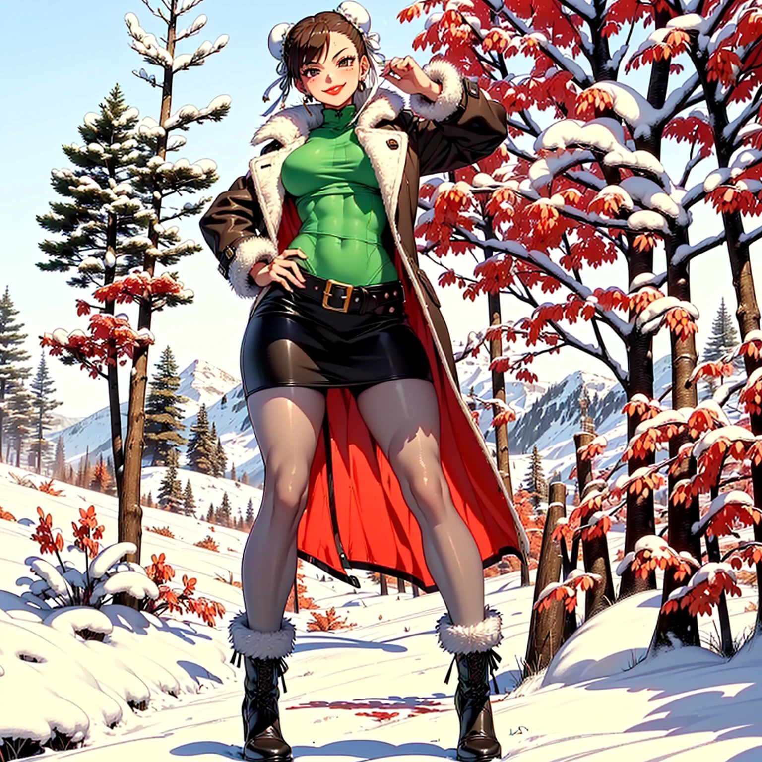 butch girl, pinup, centerfold, winter clothes