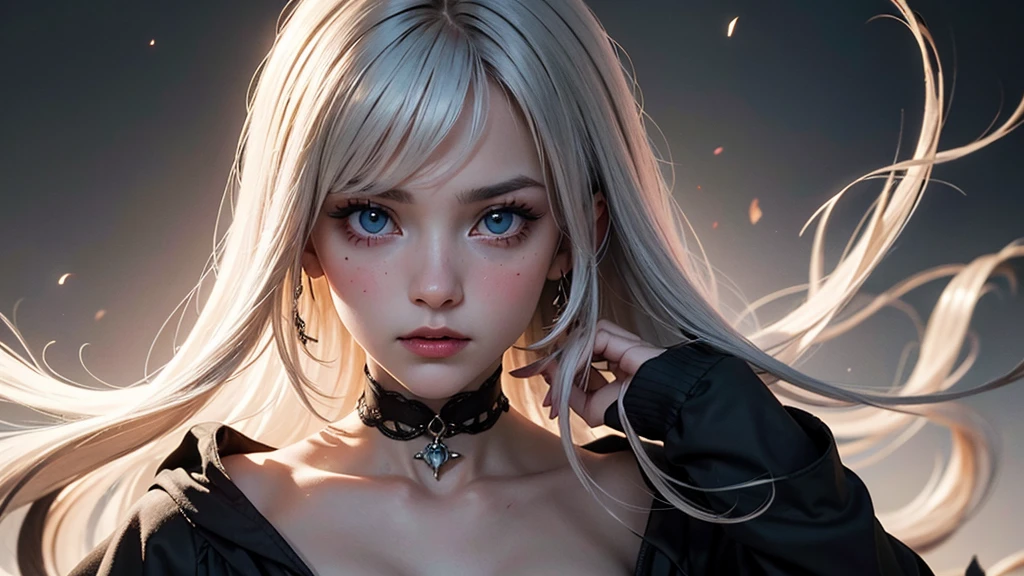 Very fellow humanoid characters, smiling with a microphone,with red eyes, Her name is (The Witch of Inglewood), She's crazy, nuts, Horror, She's creepy, 彼女はterrifyingです, Shock value, Very evil, She's skinny, evocation, fear, terror, terror, decay, feeling of disgust, She's a psycho, Dark, unusually Thin, Thin, Matted, emaciated, Twisted, terrifying, morbid, Dark background, long white_Dress, gore, Bloody_Hands, Solo, (Messy_long_Dark_hair), Fog, evil eyes, radiant eyes, fire in the background, (She wears a very dirty old torn_white_Dress), (she&#39;s pulling the slug out of her mouth)