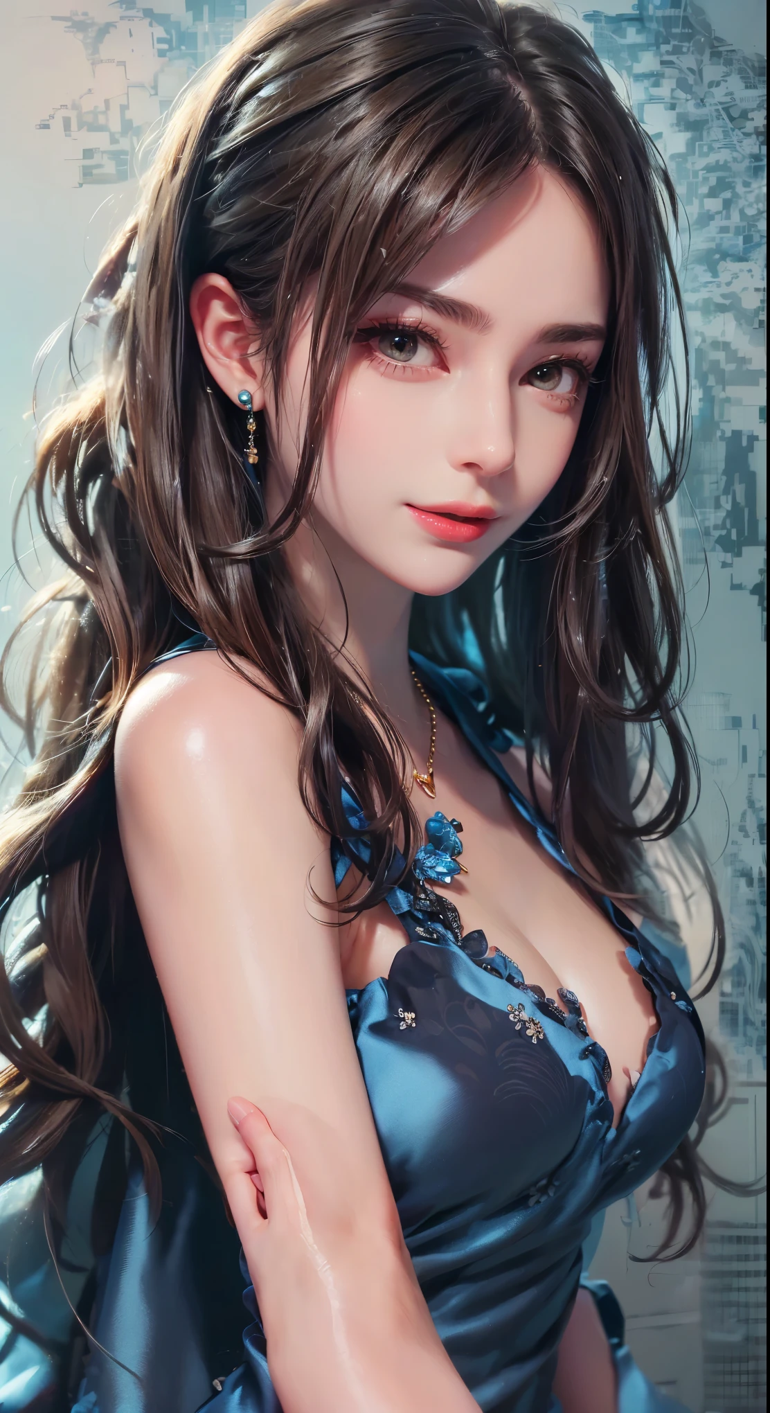Urban beautiful girl college student, masterpiece, light makeup, Red lips, Silver Hair, Disheveled long hair, Street background, beautiful, elegant. Extremely fine detail, Master Works, Authentic texture, Realism in film lighting, Perfect job, 16k, High resolution, exquisite features,blue eyes、Japanese Idols、Beautiful face、Cute Smile、Brown Hair、beautiful hair、ponytail、glamorous、 Big Breasts、Erect nipples、Greasy muscle、Shiny skin、Sunburned skin、Shining black skin、Wearing a bra top and thong, Bright big eyes, Smooth skin, Earrings, necklace, tattoo