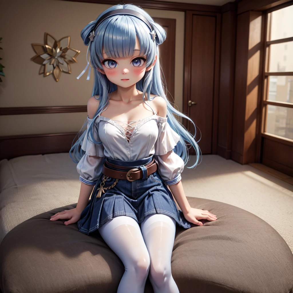 blue hair, bunny hair ornament, anime, optical illusion, first-person view, first-person view, panorama, Ultra-Wide Angle, masterpiece, textured skin, best quality, 16k，