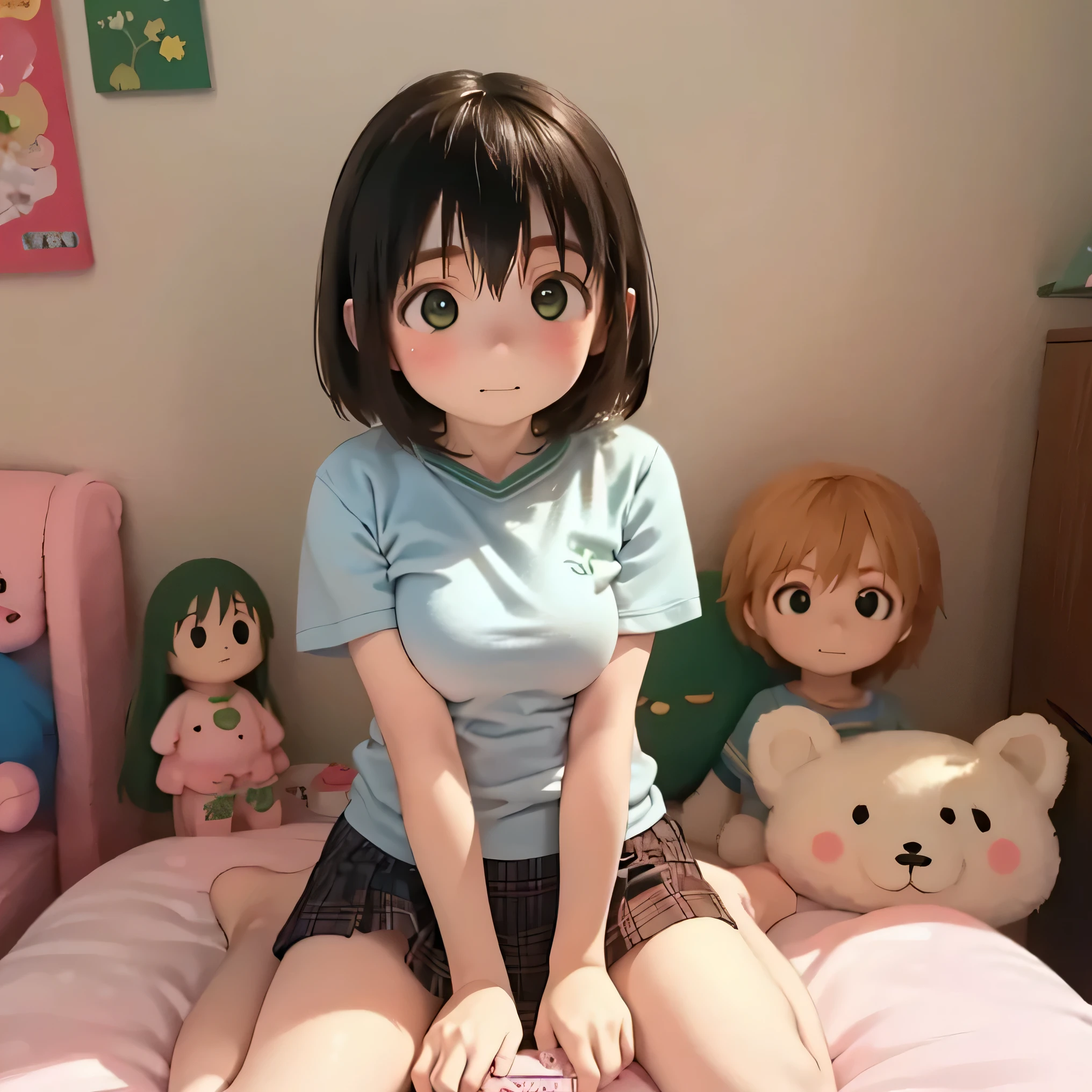 Schoolyard 、 no .( top quality,4K,8k, no thing , masterpiece:1.2) Bob's Super Big Breasts Relax in her room in a jersey 、Scent of the Wind ((( Yotsuba and Fuuka ))) four-leaf clover