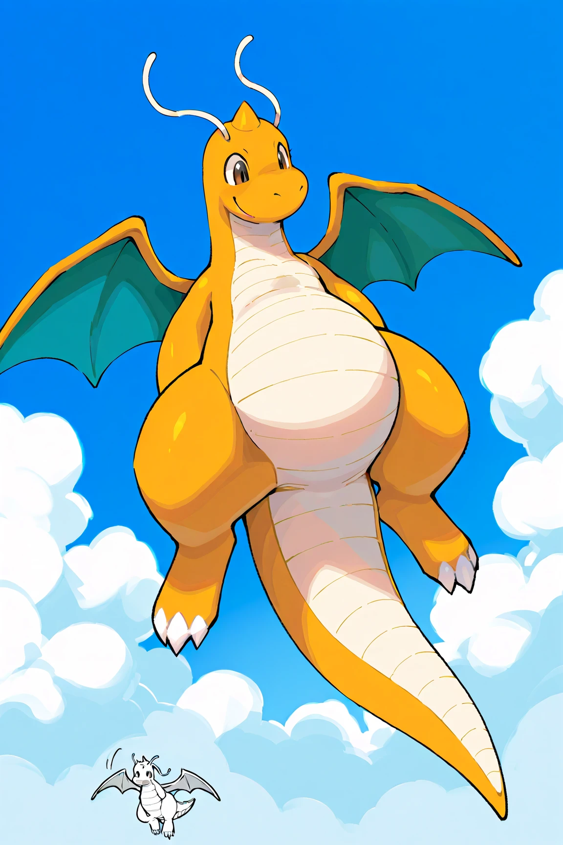 Flying with a large amount of wood on its back Prompt: “Draw Dragonite ...