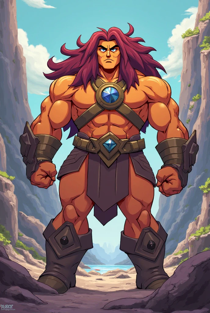 An awe-inspiring dark fantasy illustration of an anthropomorphic lion warrior, with a muscular, dark-skinned body adorned with tribal tattoos and scars of battle. His bright red and white attire, tribal bracelets, and magical sword with a glowing green halo and gemstone-studded belt showcase his authority. His long, radiant hair and red beard add to his imposing presence. This cinematic scene, set in a post-battle environment with distant ships, captures the essence of the fierce warrior as he stands victorious amidst the vibrant and conceptual art., vibrant, dark fantasy, conceptual art, poster, cinematic