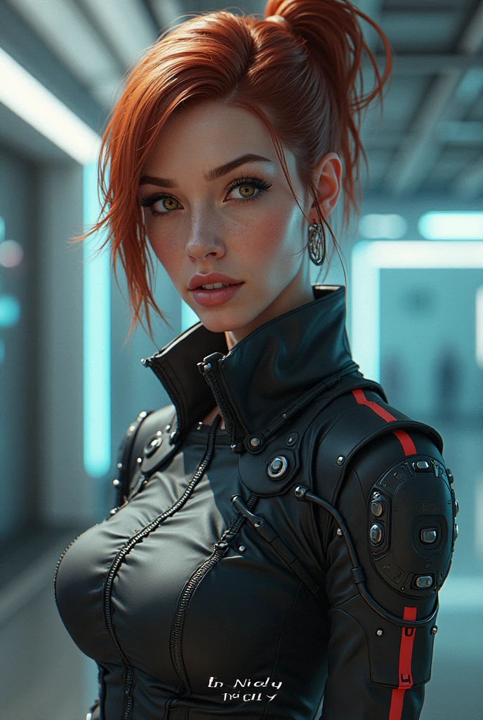 cinematic film, Realistic photograph,

Best quality, Raw photo, face portrait, a young cyborg woman with fiery red hair. Her face fills the frame, bathed in neon hues, exuding determination and mystery amidst a futuristic backdrop, Fujicolor Pro 400H, L USM

,shallow depth of field, vignette, highly detailed, high budget, bokeh, cinemascope, moody, epic, gorgeous, film grain, grainy, 