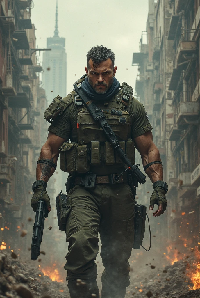 Rogue and wounded US marine running from enemy terrorists
