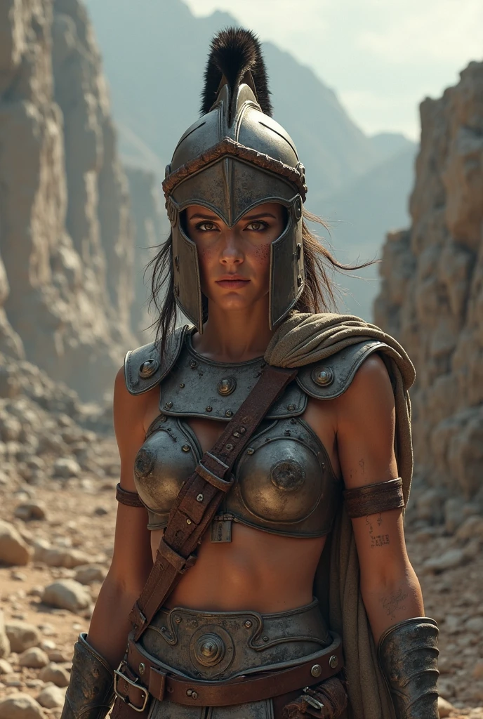 ((masterpiece, Best Quality)), 32K HDR, hight resolution, Detailed face, Detailed texture, finely detailed skin, Sharp Focus, (Perfect slim body:1.1), (Cinematic lighting), Soft lighting, Dynamic Angle, 1girl in, (Ultra-realistic photos of Lena Headey:1.5, Princess Gorgo:1.15/Video 300-SMF), Solo, Long hair, Black hair, (Nude:1.55, Full Face Covered ancient knight’s Helmet:1.55), (In an ancient abandoned castle:1.2), ultra huge cleavage, super gigantic breast, ultra gigantic tits, ultra Massive boobs, realistic nipples:1.2, (Full body shot:1.15),