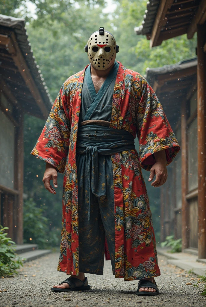 Asian white dragon, red tattoo, male, all body, realistic, kimono, elderly, smile, japanese forest, dark forest, spooky atmosphere, Blindfolded with white cloth, relaxed long big penis,