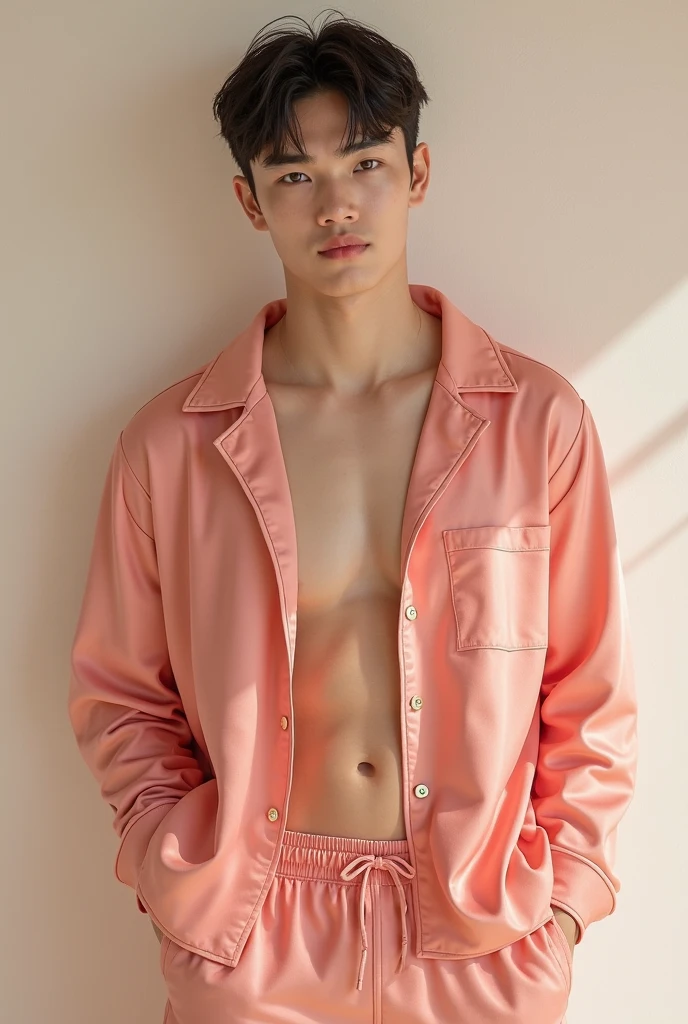 Handsome korean man. 24 years old, prisoner, look at the camera, (Orange prison uniform)portrait,dramatic shadow,Ray tracing, Best quality, Cinematic lighting, Extremely detailed CG, 8K wallpaper,Complicated. In the jail