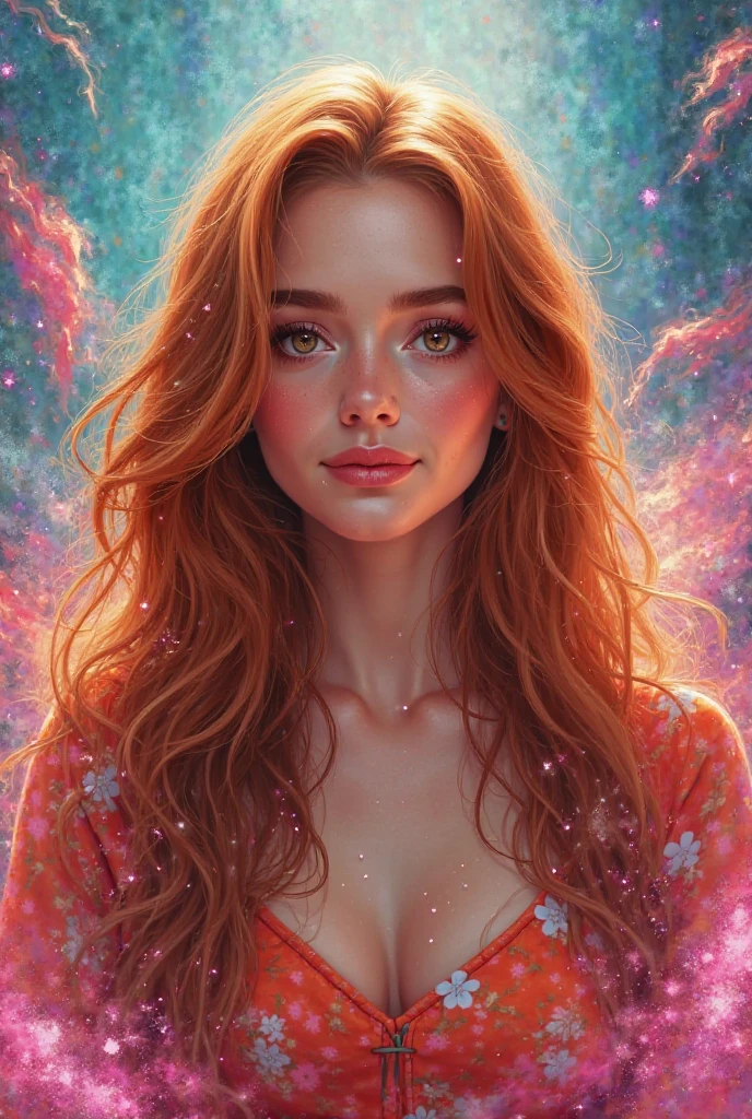 Best quality, Master, A beautiful fantasy style painting of a beautiful nude woman with freckles, who gradually transforms into a vibrant Rose, highly detailed, vibrant and colorful, colorful stardust, fantasy art style, cartoon vibrant, cute detailed digital art, colorful digital fantasy art, digital fantasy art ), glossy digital painting, pastel vibrant