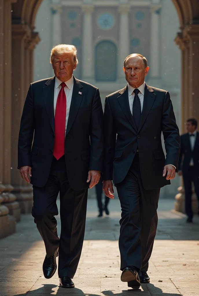 Putin in suit next to trump full length