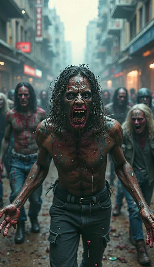 100 zombies in a big graund 