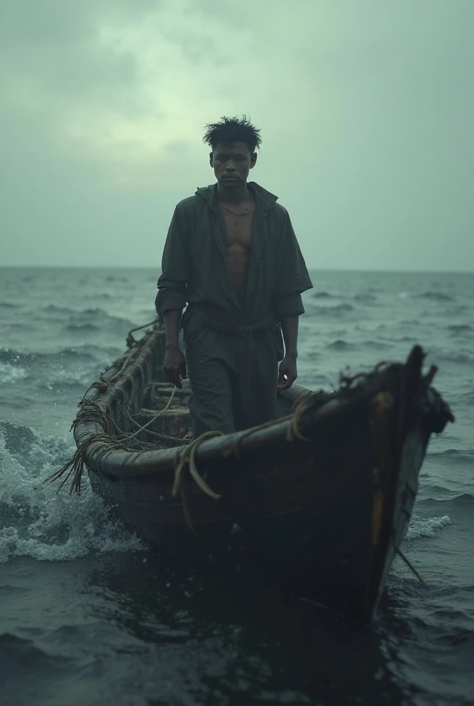 Man lost to the sea and scarred to the his small boat photo size for YouTube videos