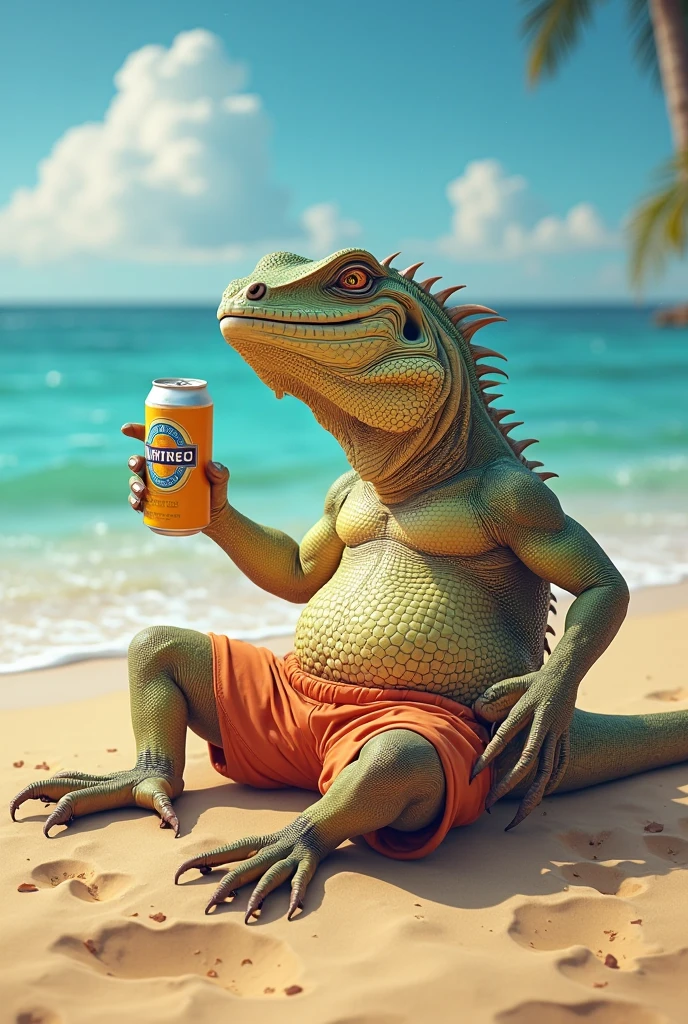 moray eel ,1girl,best quality,masterpiece, beach,black bikini, yellow skin with brown spots, bittenhard art style, beautiful details, beautiful textures, beach, dusk, stars in the sky, looking at the viewer, sitting by a campfire, smile,Sharp teeth,relaxed,open jacket, shorts,long snout,