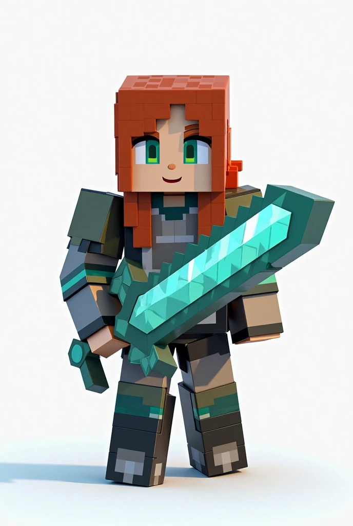 ALEX from Minecraft with diamond sword on a white background - SeaArt AI