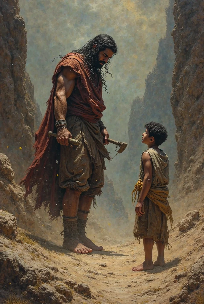 An Egyptian whipping an Israelite, Moses a young man helping the man who is being whipped cartoon