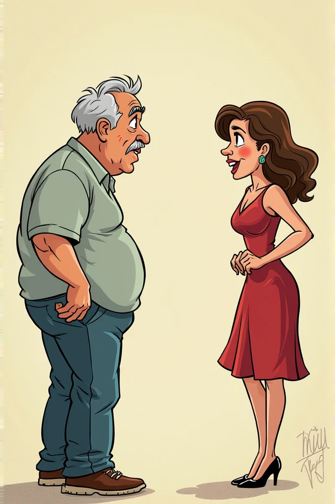Finger pointing at a fat woman