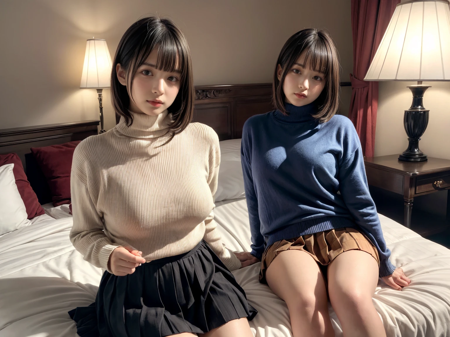 8k, RAW Portrait (Japanese women),masterpiece、(Shortcuts:1.5),trial:1.3、Realistic, Ultra-high resolution, highest quality, Real Life Photos ,( In the evening :1.1), ((((girl:1.5)))), (((Two girls showing off their panties In the room)))、(Cute Face:1.3)、日本のgirl,((Japanese schoolgirl))、((Real schoolgirl))、((Japanese High School Uniform:1.6))、(cardigan、Pleated skirt)、 Shortcuts,,Slender body,、In the room、 big and beautiful fine eyes, Black Hair,(Written boundary depth:1.3)、 ((Dark brown eyes:1.2))、(Real skin texture:1.3)、(Immersive atmosphere:0.8、Chiaroscuro:1.2) 、(Look Viewer:1.3)、((Embarrassing))、((Red cheeks:1.3))、((From belowの天井:1.2))、(smile:1.2)、((((Wearing very small white panties))))、((Panty shot))、((A woman rolling up her skirt))、((From below:1.35))、((Chest close-up:1.59))、((Panty shot))、The most beautiful woman in the world、The most beautiful woman in the world、((Spread your legs out to the side:1.4)),Shortcuts