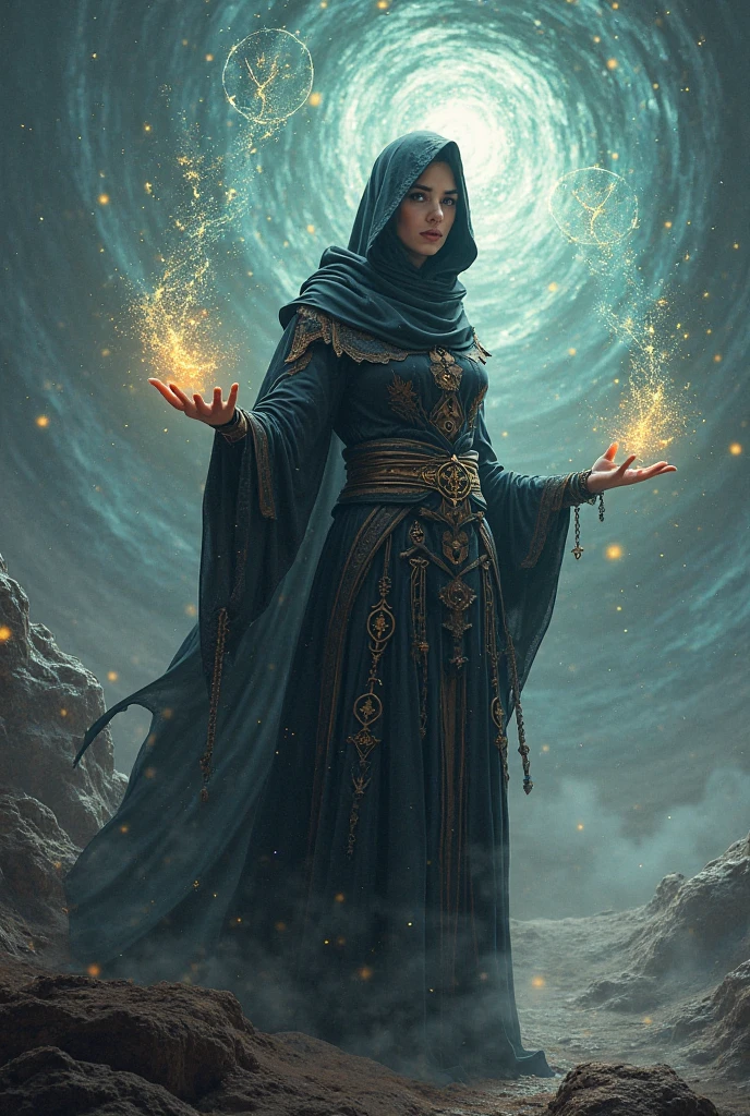 A female wizard with full hijab