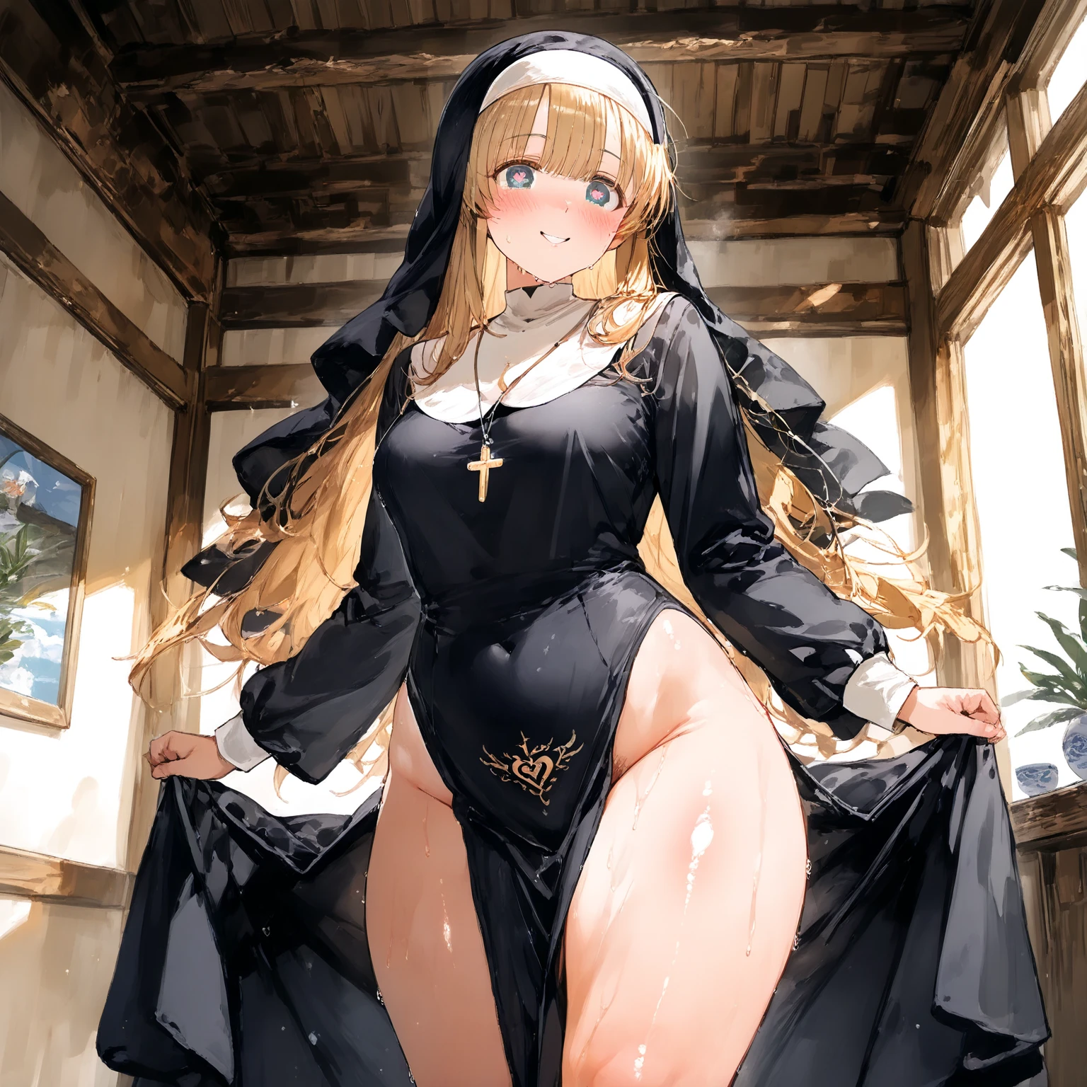 girl,Large Breasts,long hair,Topless,Bow,Blonde Hair, Purple Eyes, Cleavage,Large Breasts,whole body,NUDE