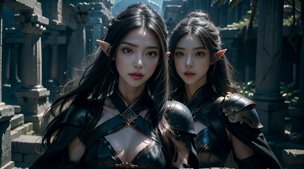 original photo, (best quality:1.3), high resolution, (masterpiece), (lifelike:1.4), Professional photography, sharp focus, high dynamic range, 8K resolution, intricate details, Exquisite details, depth of field, Extremely detailed CG unified 8k wallpaper, masterpiece,poster,best quality,official art,(Beauty and aesthetics:1.2),(masterpiece:1.3),World of Warcraft Night Elves,woman,individual,Lightweight leather armor,Complex patterns,Close up photography,(remains),dramatic,Huge bat wings