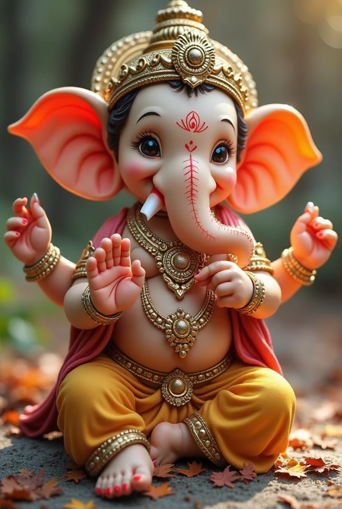 Make clay newly born baby ganpati which will be easy to make in real with color to ganpati clothes