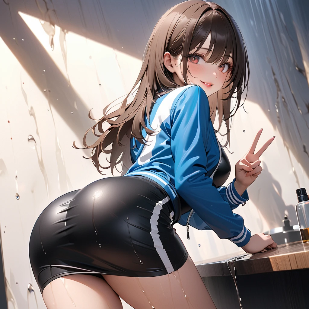 (8K high resolution), (Highest quality), (RAW quality), (Realistic), (Realistic:1.37), ,Big eyes,Long eyelashes,1 female、14 years old、classroom、(On all foursの後ろ姿:1.8)、(Turn your ass towards me:1.8)、sweating、(loose socks:1.5)、Red ribbon、(Small breasts:1.5),(Skinny girl:1.6),(Slender body:1.6),(thin:1.6),(Baby Face:1.3),(Childish body:1.3),(Shiny, Oily skin:1.5),(14 years old middle school student:1.3),(A shy smile:1.3),(Small face:1.5),(On all fours:1.5),(On all foursでお尻を見せつける:1.8),(Tiny Micro Bikini:1.3),