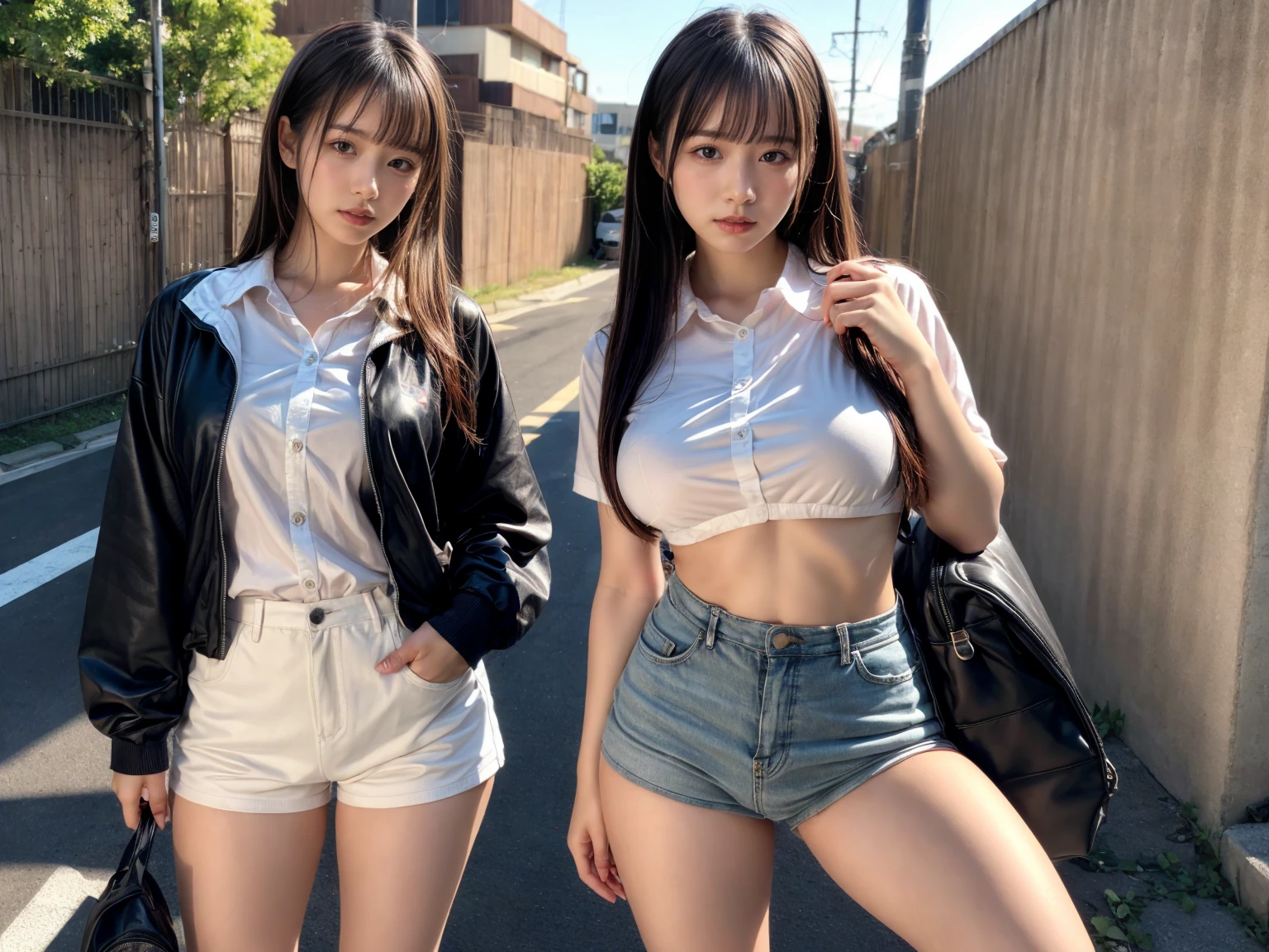 真实感: 0.8), naked glänzend 6+ Girl, (12 year old Girl: 1.4), Neat and clean girls, (flat breasts: 1.4), (cheeky smile: 1.1), (swag: 1.1), camisole, Mesh fabric (Tank top: 0.9), (Tube Top: 1.1), transparent T-Shirt, off-shoulder crop top, mini skirt, sneakers, sandals, (denim: 0.9), (no pants: 0.9), Compression shorts, (Parker: 1.1), (naked nackte: 1.1), (Windjacke: 1.1), (naked: 1.1), (Unzip: 1.2), Open front, Aeon-Shopping