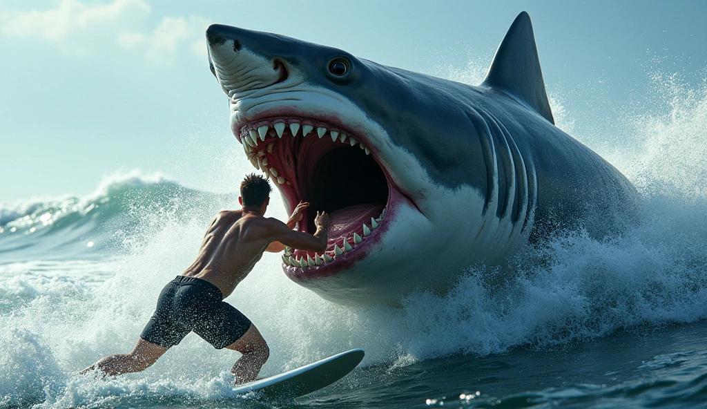 cartoon style drawing of a man running away from a shark