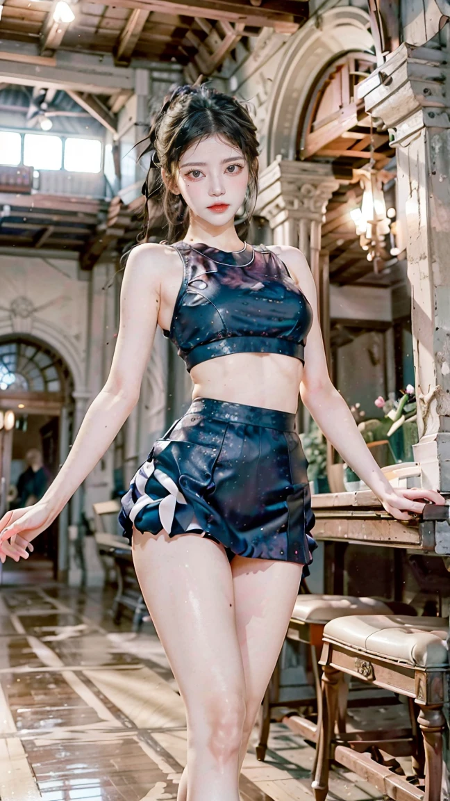 Jirafas con una camiseta azul y pantalones cortos azules acostadas sobre unos labios rojos gigantes, cl, sun yunjoo, Lalisa Manobal, Xision Wu, Obra oficial, kda, también, Estético!!!!!! genio femenino, parque roseanne de blackpink, misa amane *, álbum, Cai Xu Kun, dos veces, TaeJune Kim, misa amane, y2k, jisoo from blackpink, popular south korean makeup, quality detailed ,(beautiful makeup :1.2), Wide hips, big, big ass, (best quality, 8K, masterpiece: 1.3), Clear focus: 1.2, Perfect body beauty: 1.4, strong abs, Very detailed face and skin texture. , detailed eyes, double eyelids, (long hair), having very marked curves, with greater volume in ((hips and breasts)), which makes the waist look much smaller ((wasp waist)).
