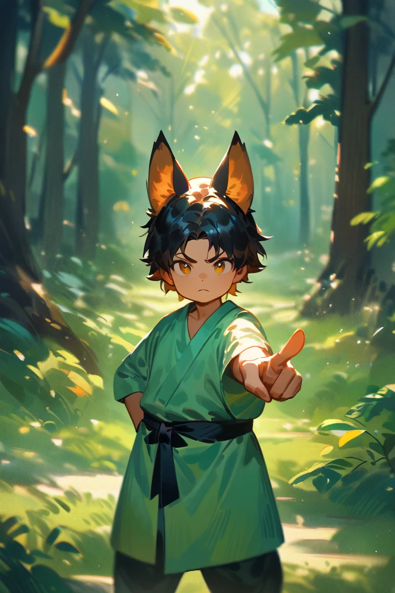 Kamoshota, almost naked, Best image quality, 4K, masterpiece, Super high resolution, small Shota boy, kindergarten boy, mascot shota, embarrassed, joyful, expecting face, fluffy fur cat boy, mascot, cat body features, tail, tusk, cat whiskers, sweat, sweat drops, tear drops, heavy breath, seductive face, naked baggy translucent poncho, forest, embarrassed