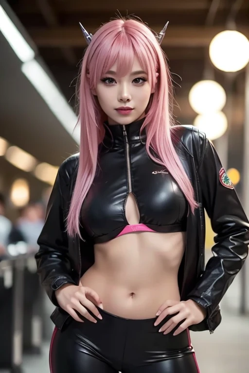 anime girl in a black outfit with a sword in her hand, very beautiful cyberpunk samurai, digital cyberpunk anime art, anime cyberpunk art, cyberpunk anime girl mech, cyberpunk anime girl, cyberpunk anime art, female cyberpunk anime girl, cyberpunk geisha, digital cyberpunk - anime art, cyberpunk samurai, anime style 4 k, badass anime 8 k, cyberpunk anime girl in hoodie, beautiful south korean woman, korean girl, beautiful young korean woman, korean woman, heonhwa choe, korean women's fashion model, sexy look, big breast, sexy pose, show breast, light pink hair