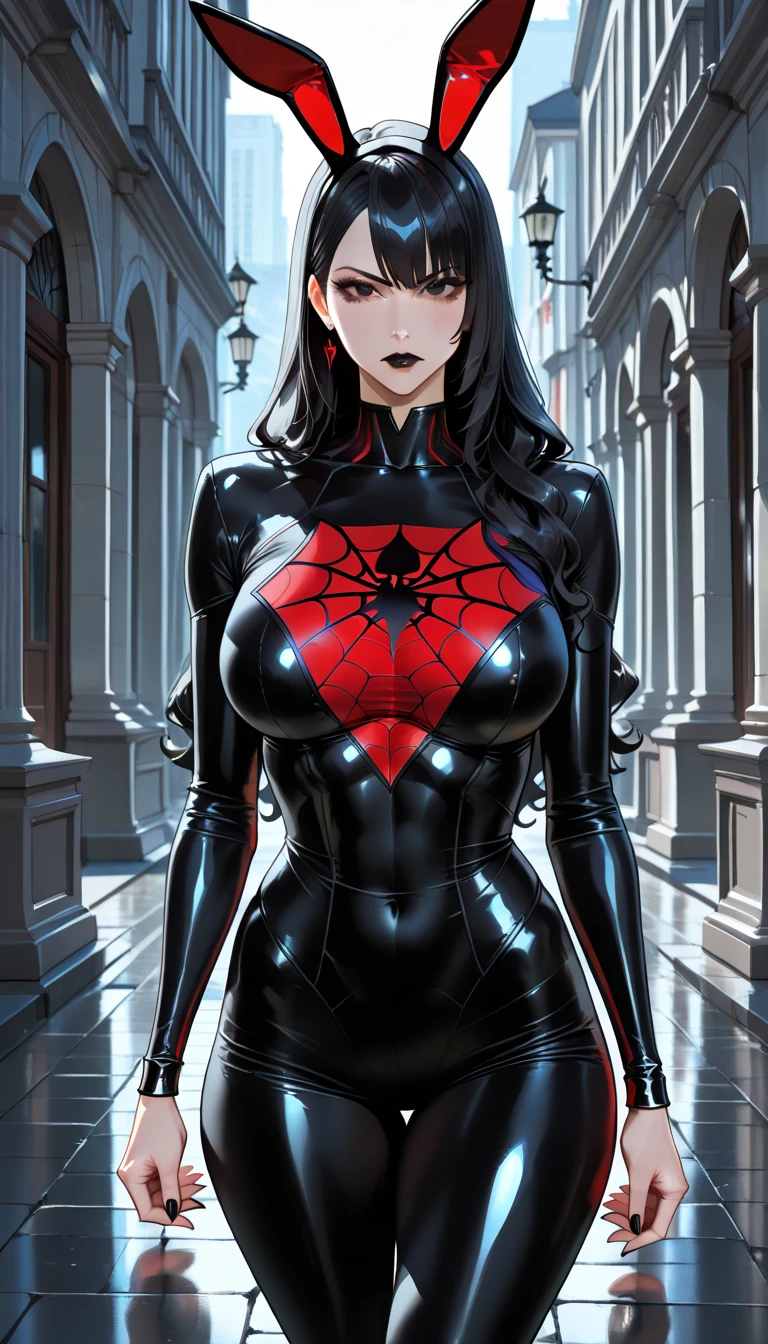 young girl, Long black hair, Black Eyes, open breasts, symbiote, venom (Marvel), The Venom Woman, Tentacles, Masterpiece, hiquality, 4k, HD, Good detail