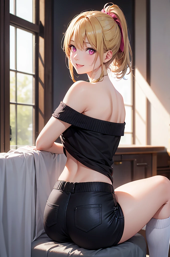 cute girl, Short blonde hair, Cat ears, cat tail,