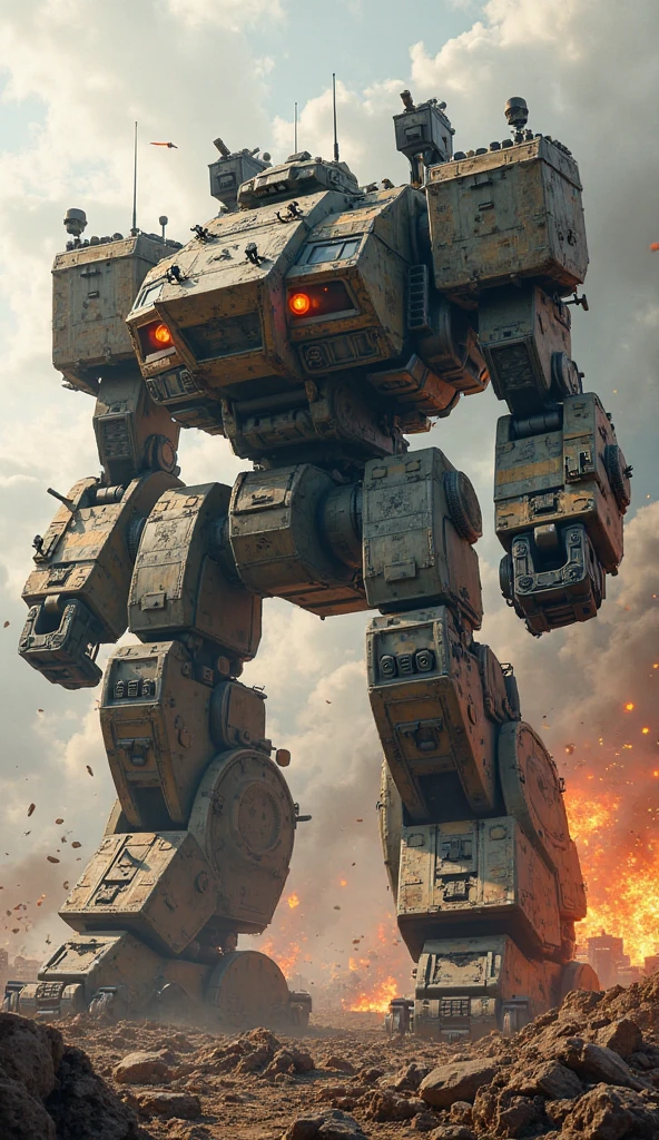 Armored Tank, a heavily armored battle tank, futuristic military vehicle, intricate mechanical details, gleaming metallic surface, imposing silhouette, treads tearing through the earth, advanced targeting systems, powerful cannon, clouds of smoke and debris, gritty war-torn environment, cinematic dramatic lighting, muted color palette, 8k, masterpiece, best quality, very aesthetic, absurdres