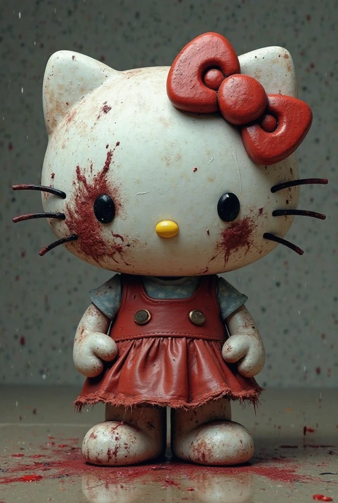 I want to create a Hello Kitty with blood on her hands and a knife