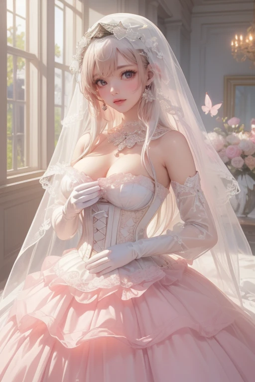 ((Highest quality,Very detailed,Incredibly absurd,Very detailed cg,see here,Super detailed:1.1)),
alone,One girl,Shiny_skin,thin,Blonde,Beautiful Eyes,Big Breasts,Areola,Female pubic hair,(wedding_band:1.1),(Golden drill bit Curly princess Long curly hair),clavicle,bridal_Veil,wedding_dress,Lace trim_sleeve,
View your viewers,(blush:1.1),((Fascinating_smile:1.2)),bow,Black lace underwear,((presenting panties,Urine stains on underwear,Steam rising,cum on panties:1.2)),((panties_concentrated:1.2)),
night,Bedroom,((bust:1.2)),
