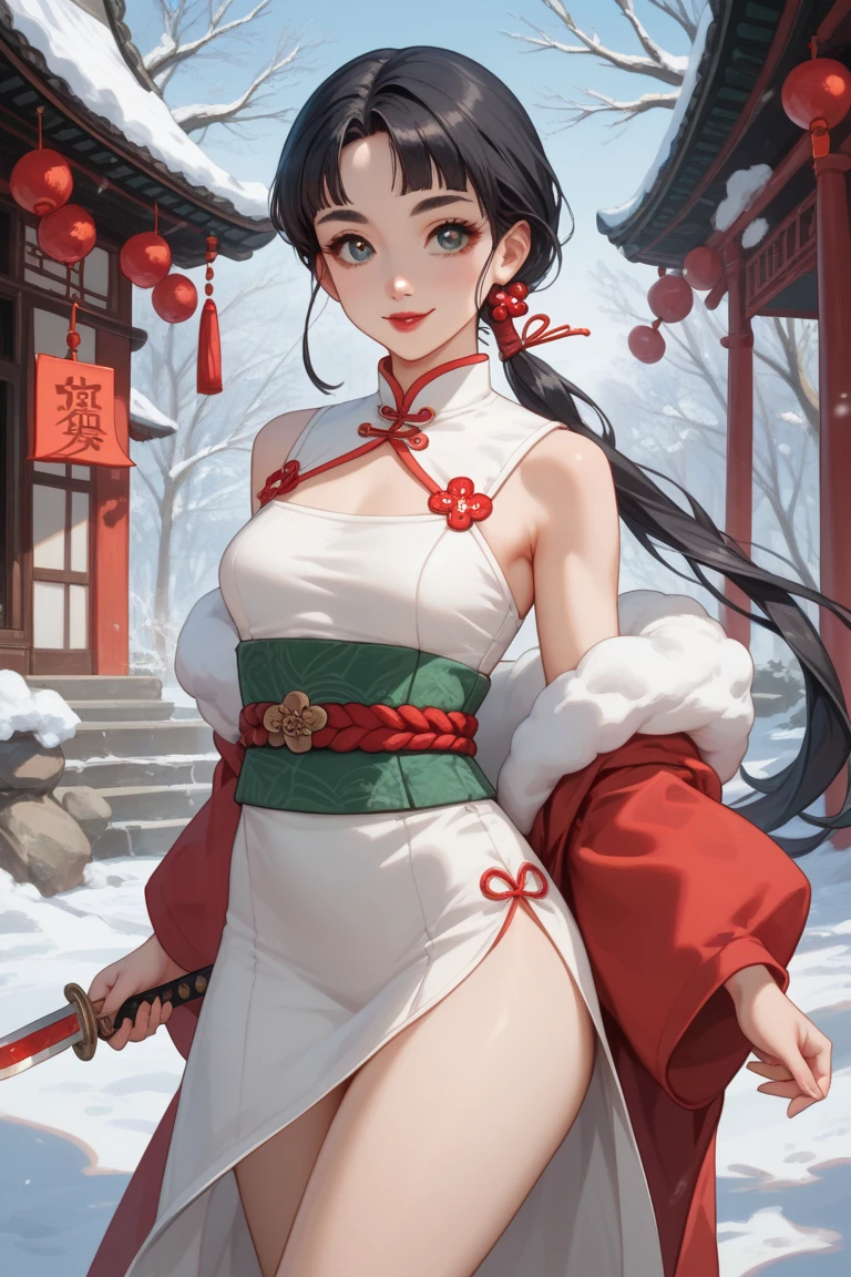 anime girl in a red and black dress with red flowers in her hair, artwork in the style of guweiz, Guweiz, Chinesa, trends on cgstation, cute anime waifu in a beautiful dress, guweiz on pixiv artstation, Palace , a girl in hanfu, beautiful digital art, Guweiz on Artstation Pixiv